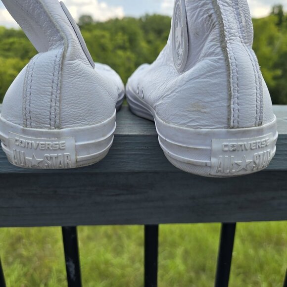 Converse Chuck Taylor All Star White Leather High Top Sneakers - Picture 7 of 8